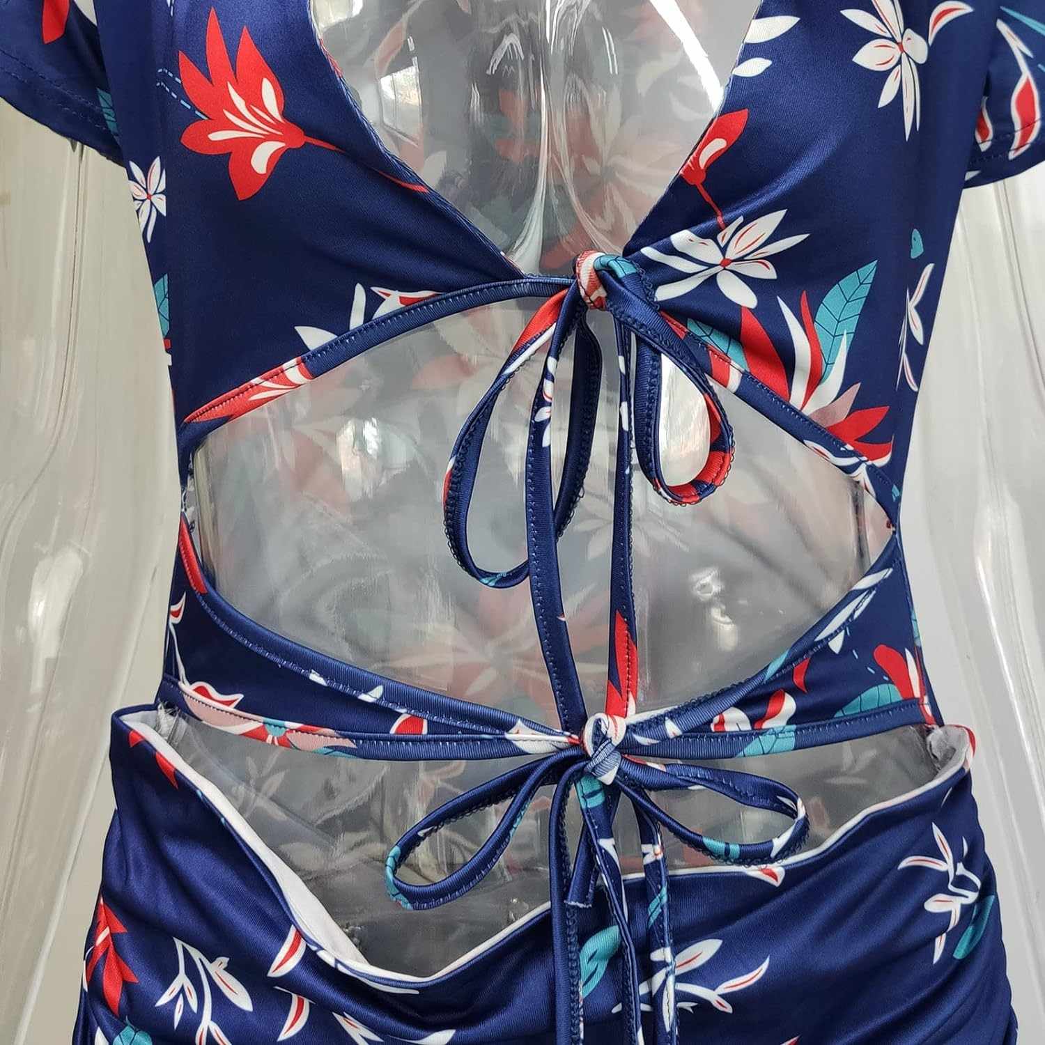 Sukienka z nadrukiem w kwiaty z falbanką rozmiar S - obrazek 4