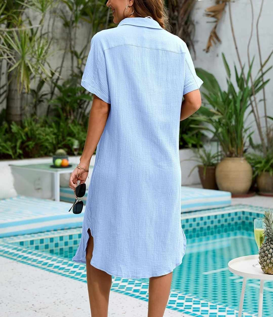 Sukienka koszulowa midi na lato rozmiar XL - obrazek 3