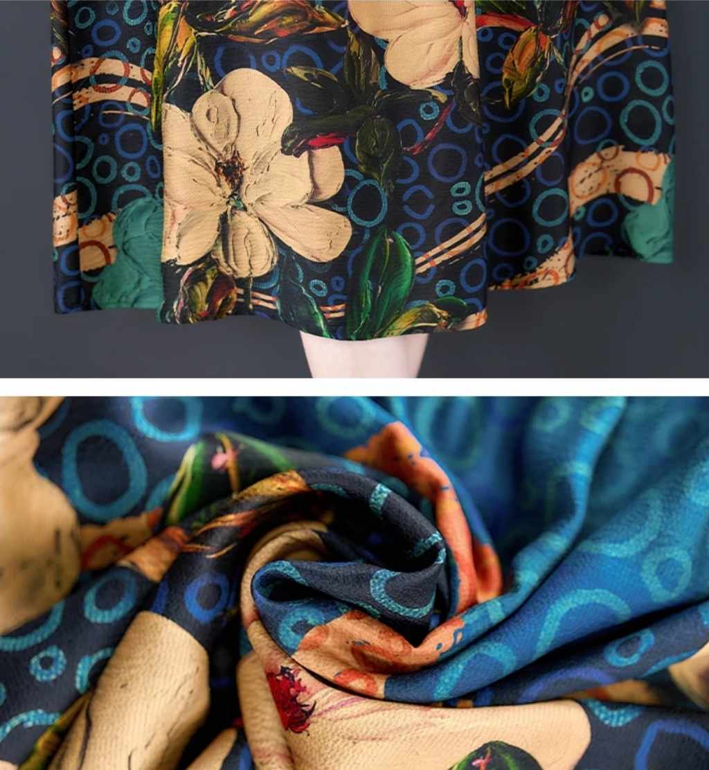 Luźna sukienka midi z nadrukiem rozmiar L/XL - obrazek 6