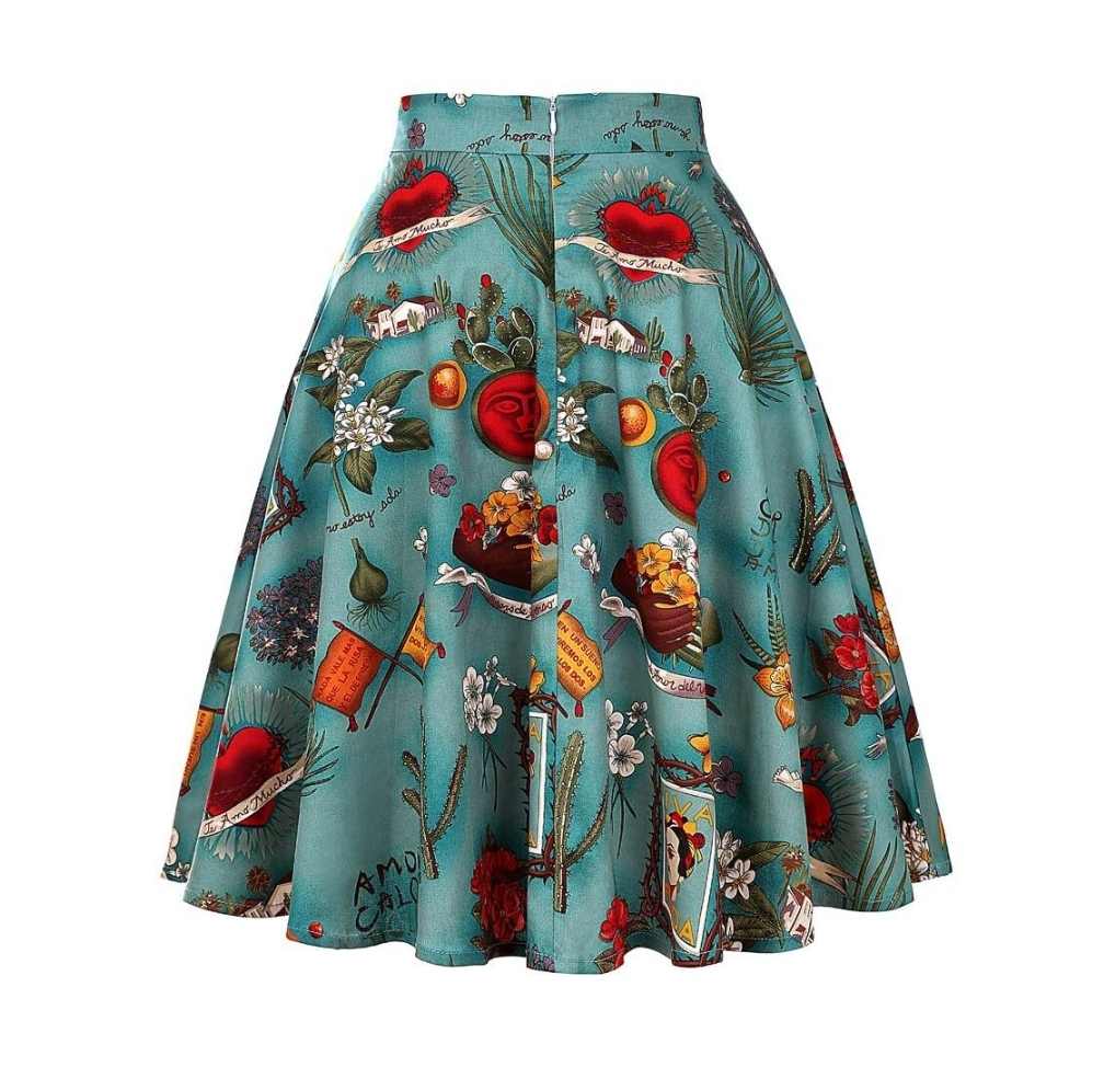 Wzorzysta rozkloszowana spódnica rozmiar L - obrazek 2