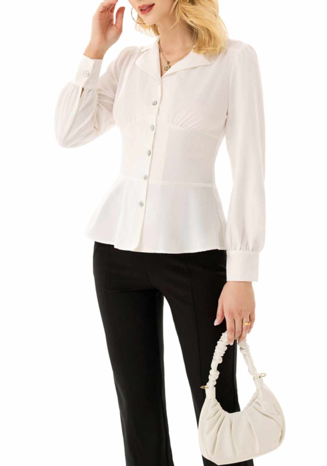 Damska elegancka bluzka koszulowa z długim rękawem - obrazek 7