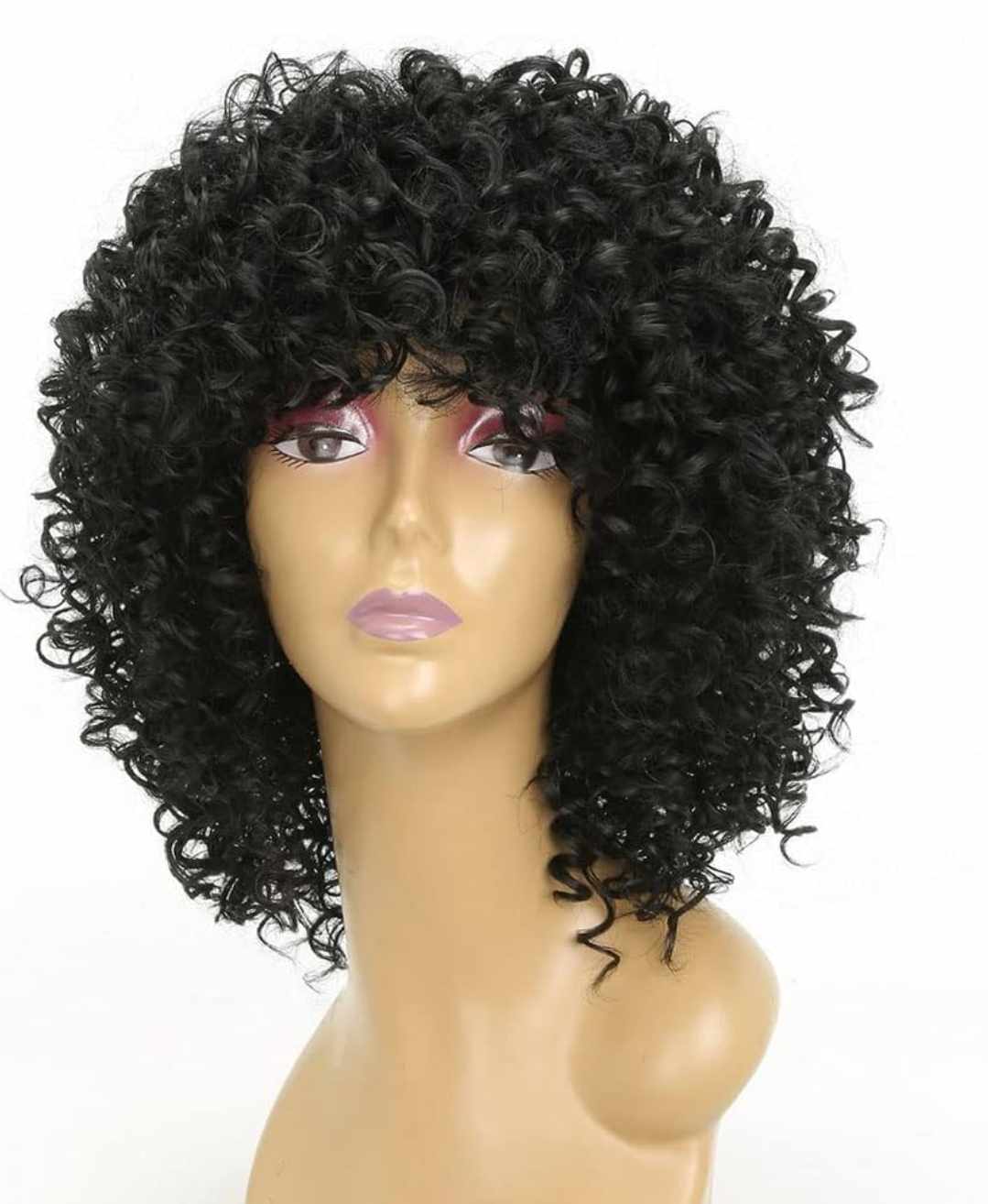 Peruka czarna krótka afro długość 35 cm - obrazek 2