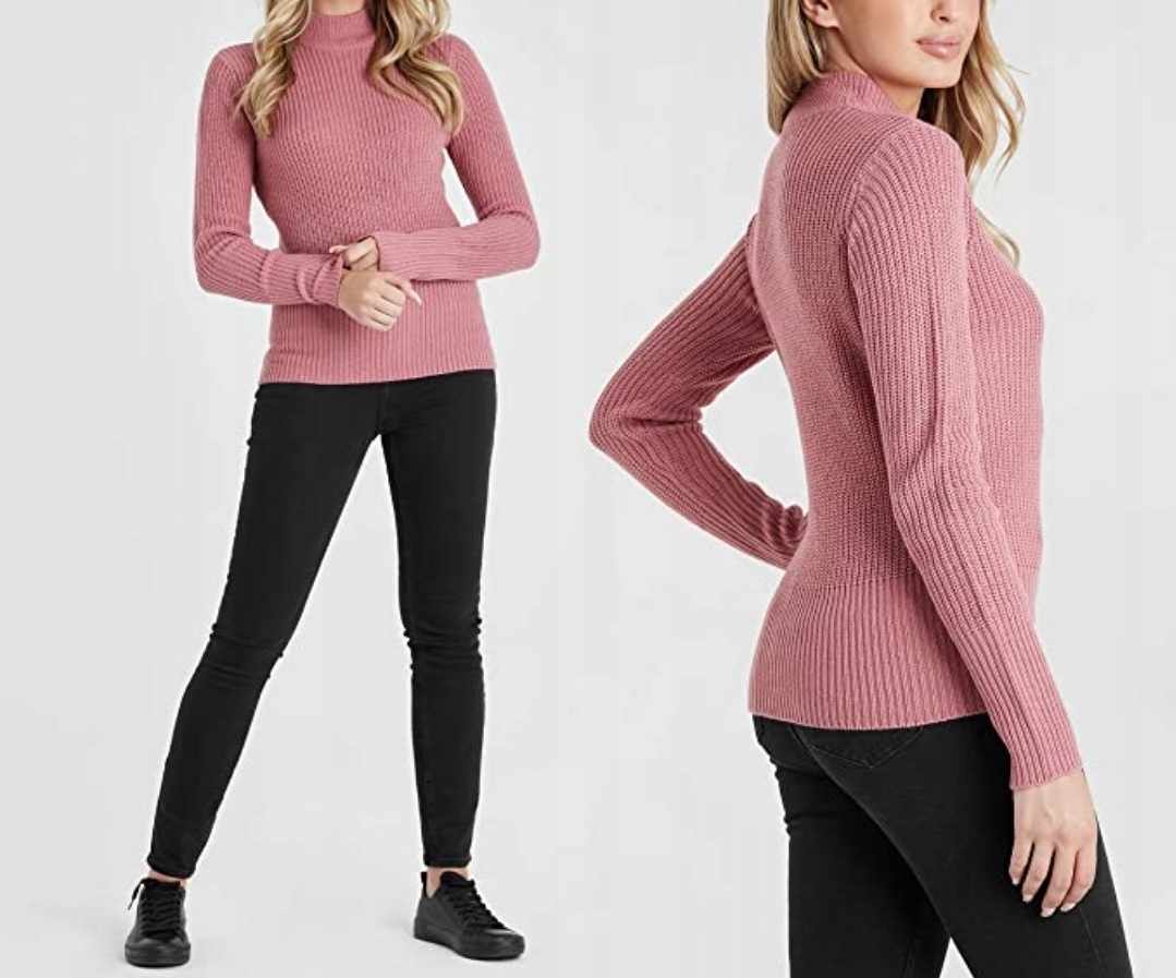 Damski sweter różowy rozmiar XS - obrazek 3