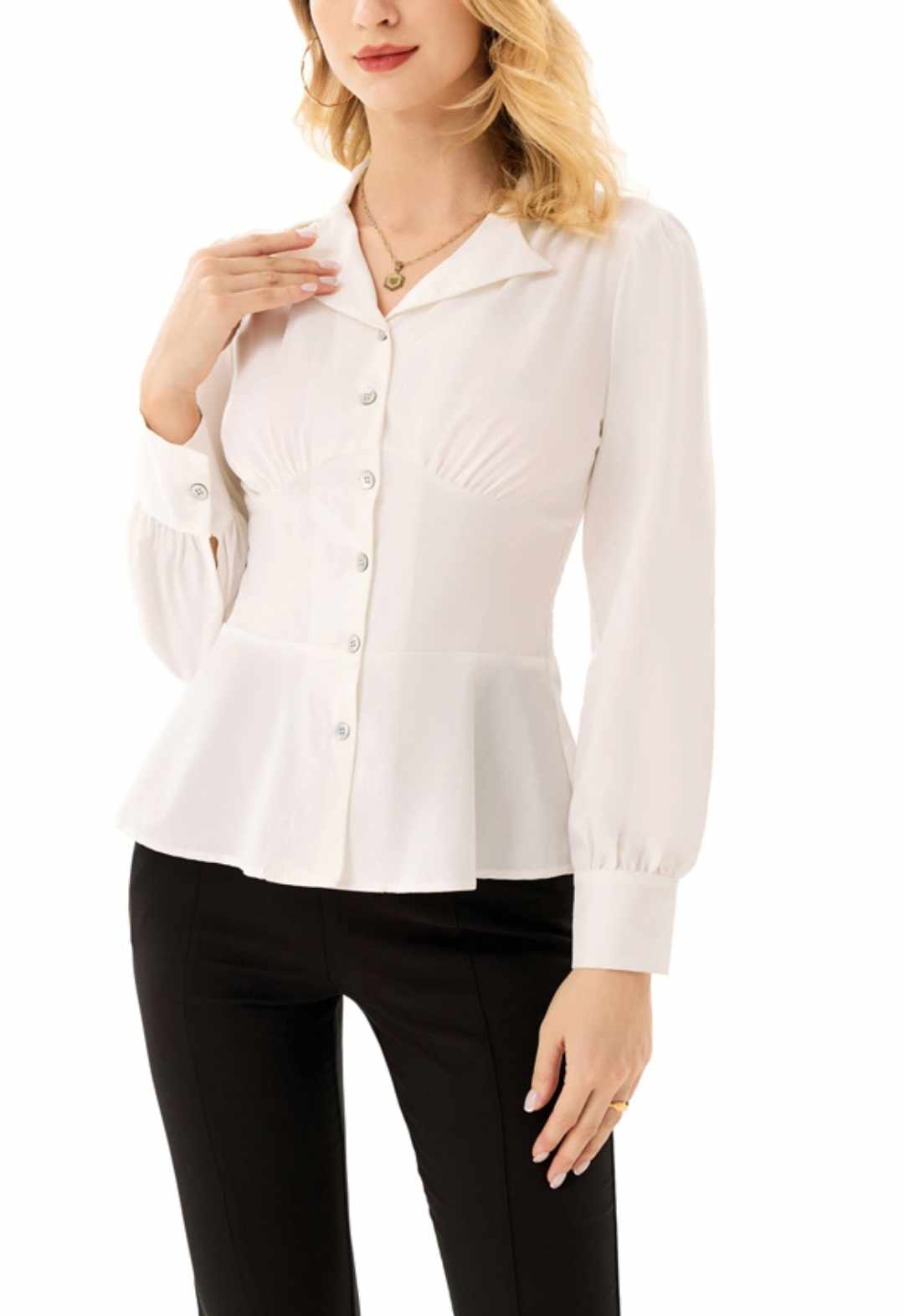Damska elegancka bluzka koszulowa z długim rękawem - obrazek 6