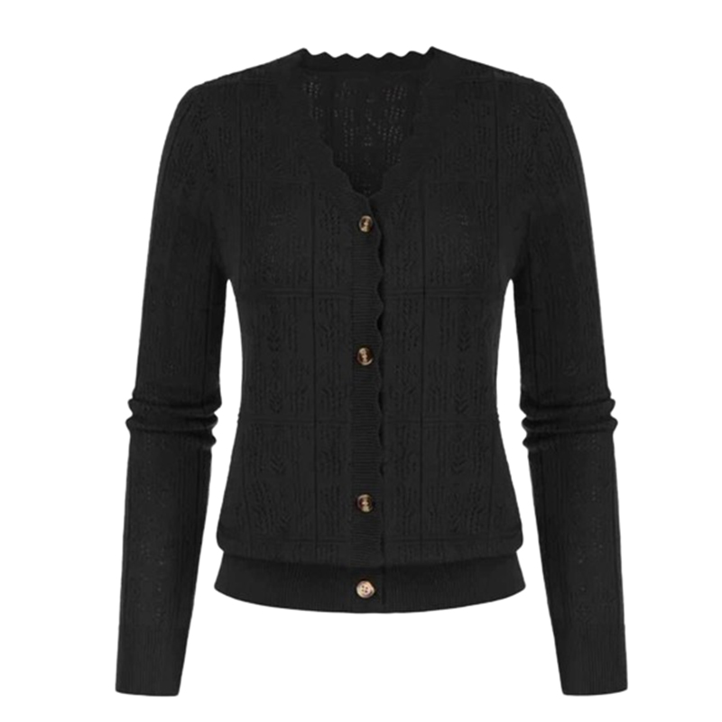 Sweter czarny z delikatnie prześwitującym wzorem