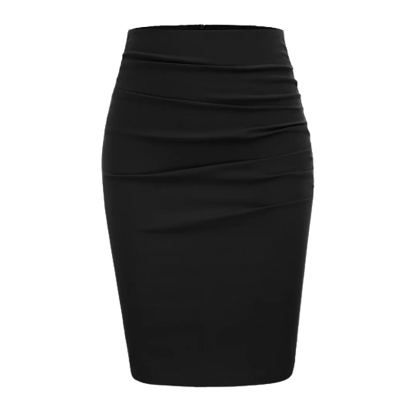 Czarna ołówkowa spódnica z marszczeniami