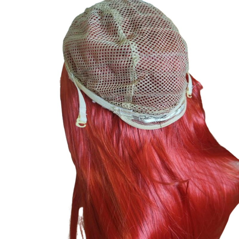 Peruka czerwona długa prosta długość 75 cm - obrazek 3