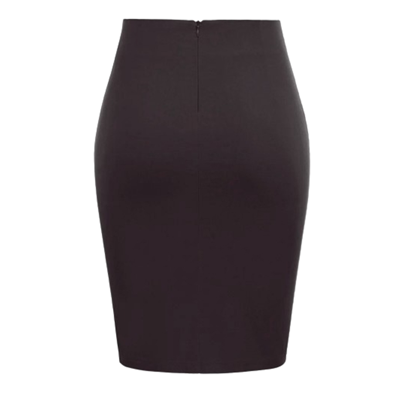 Czarna ołówkowa spódnica z marszczeniami - obrazek 2