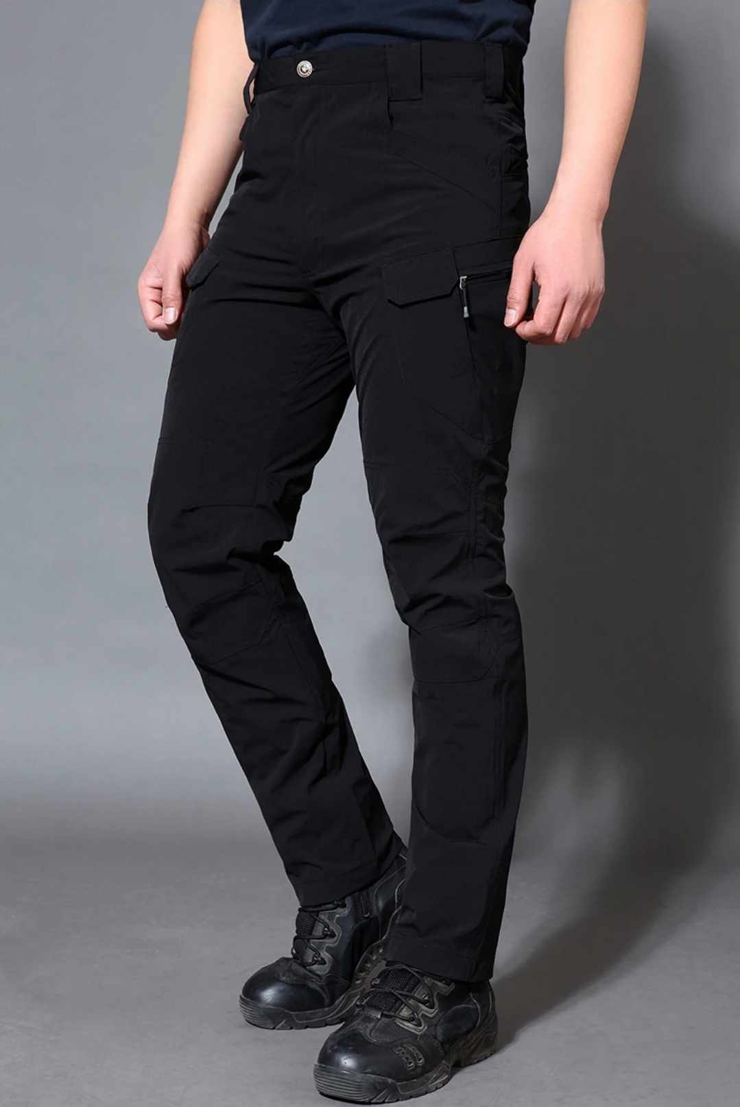 Ocieplane czarne spodnie taktyczne - obrazek 4