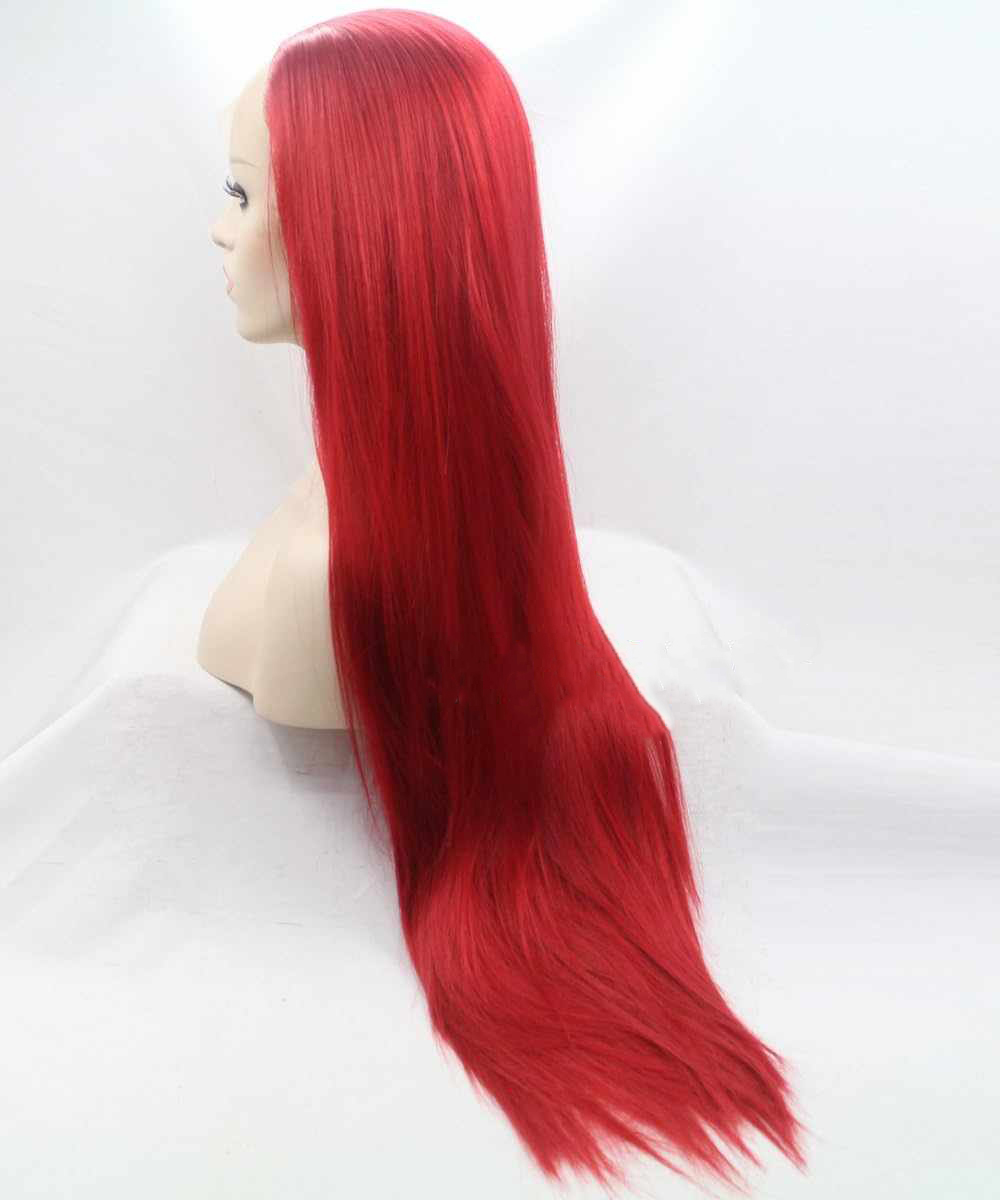 Peruka czerwona długa prosta długość 75 cm - obrazek 2