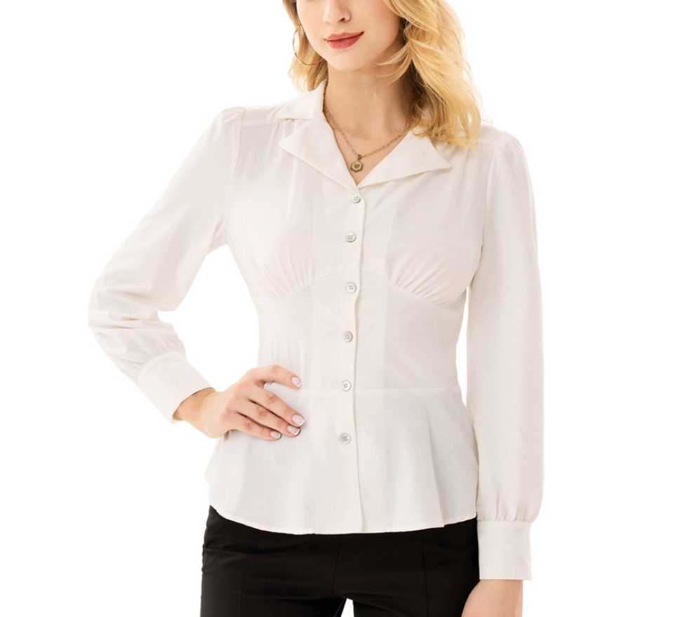 Damska elegancka bluzka koszulowa z długim rękawem - obrazek 4