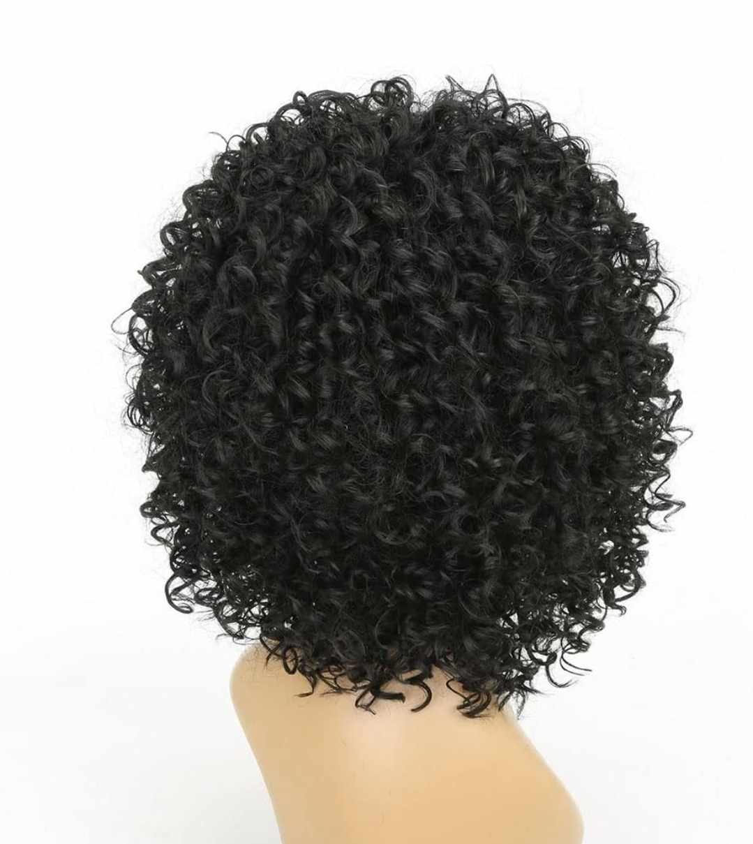 Peruka czarna krótka afro długość 35 cm - obrazek 3