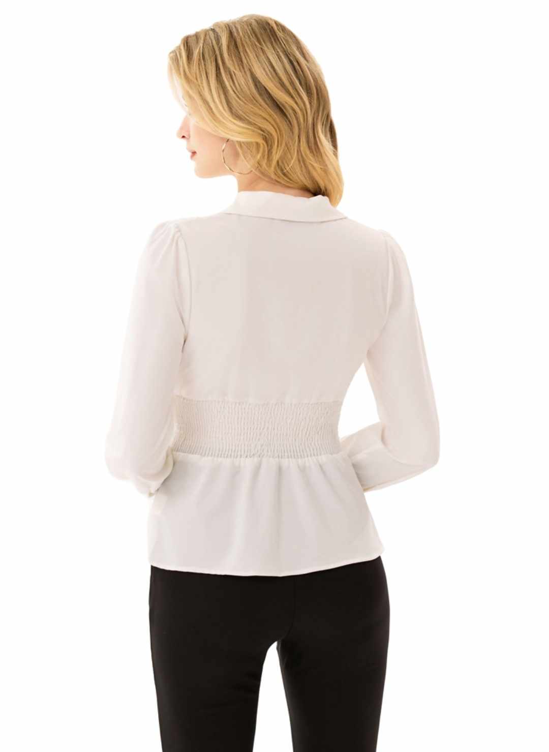 Damska elegancka bluzka koszulowa z długim rękawem - obrazek 5