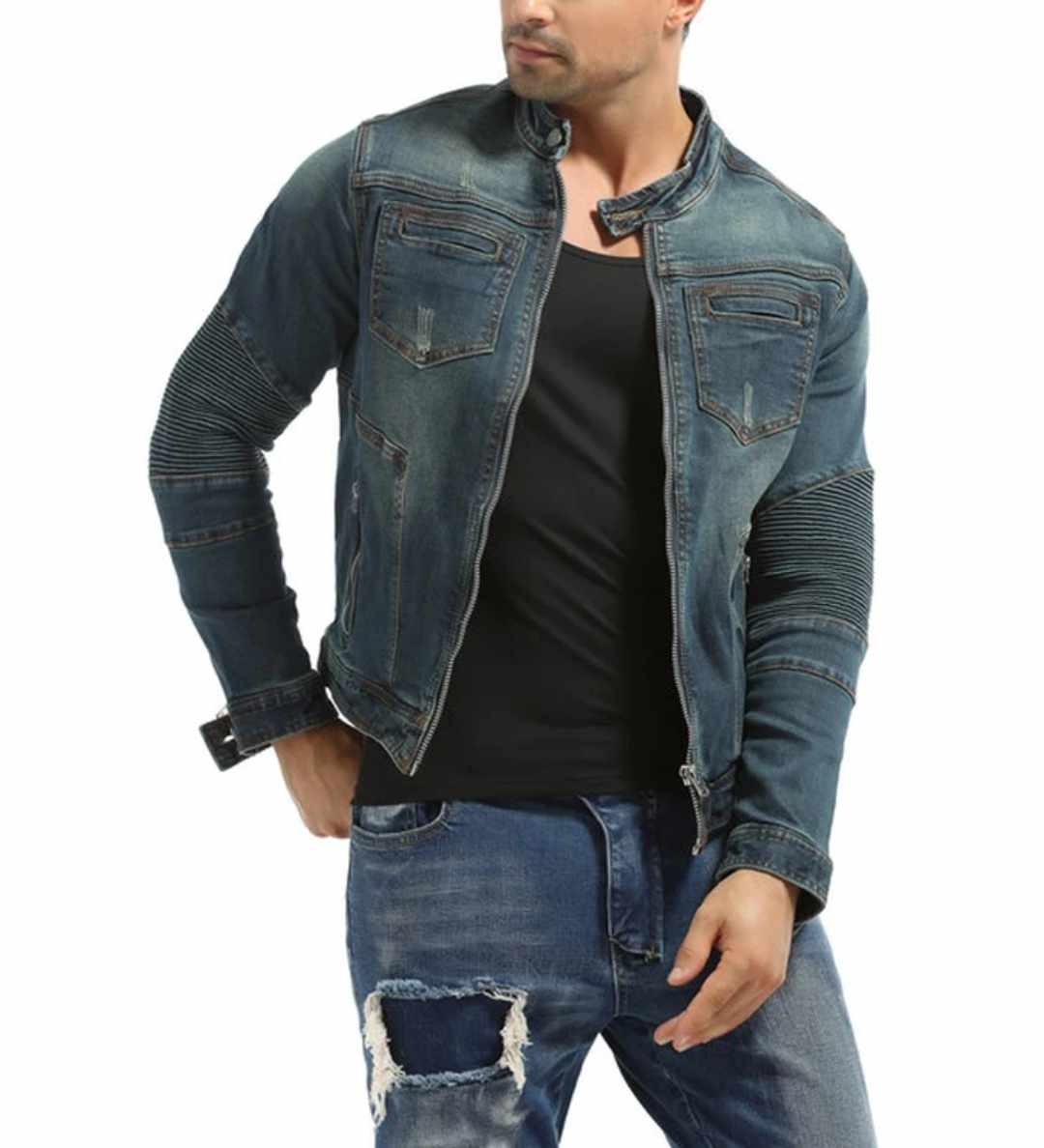 Jeansowa kurtka motocyklowa z ochraniaczami XL - obrazek 5