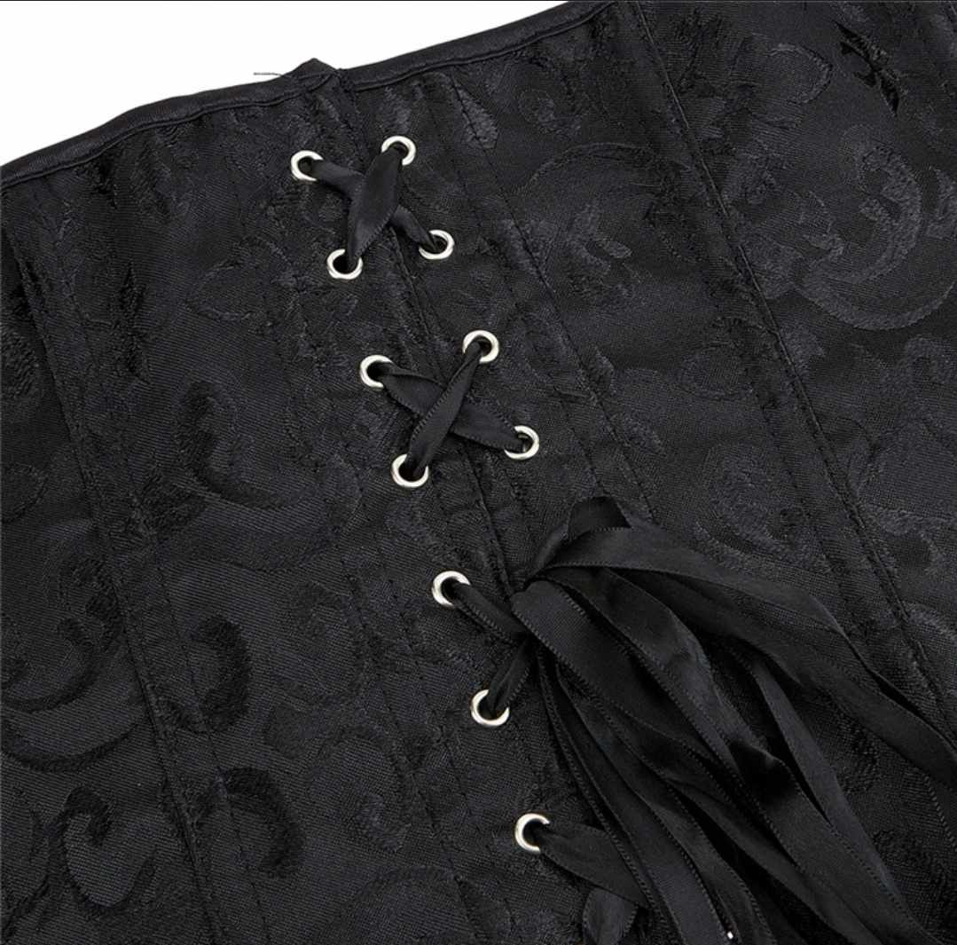 Biały wzorzysty gorset ze stringami L - obrazek 5