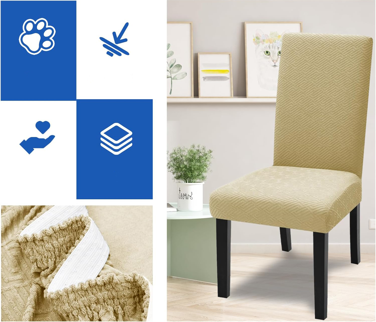 Wzorzysty zestaw elastycznych pokrowców na krzesło 4szt - obrazek 4