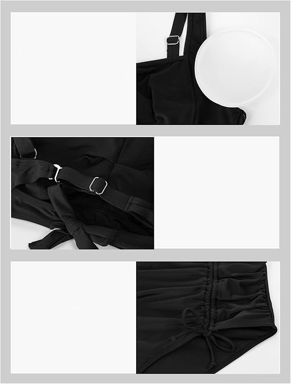 Strój kąpielowy dwuczęściowy czarny z wysokim stanem L - obrazek 2