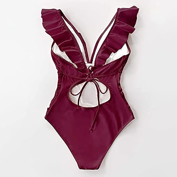 Jednoczęściowy strój kąpielowy z falbanką rozmiar M - obrazek 2