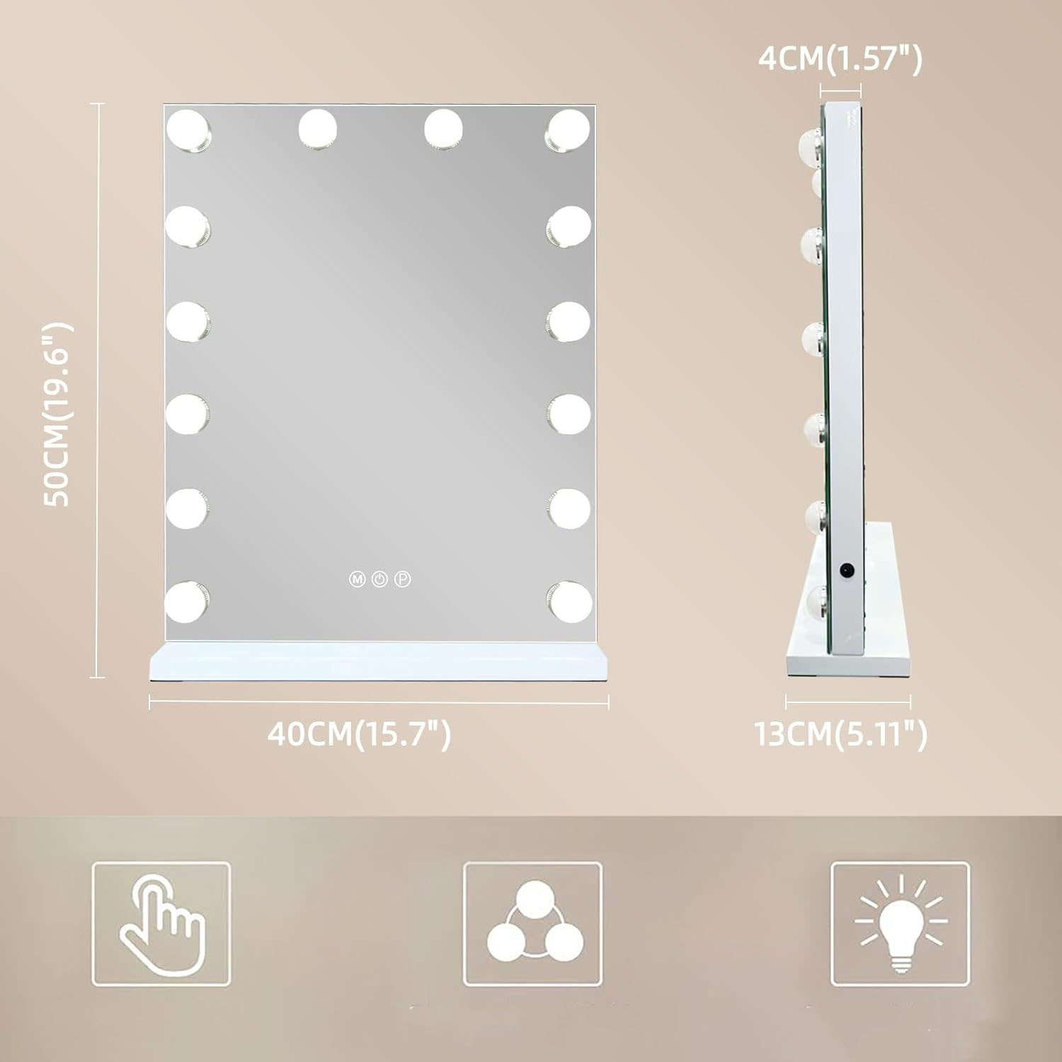 Lustro LED Lustra Do makijażu Hollywood 50x40cm - obrazek 3