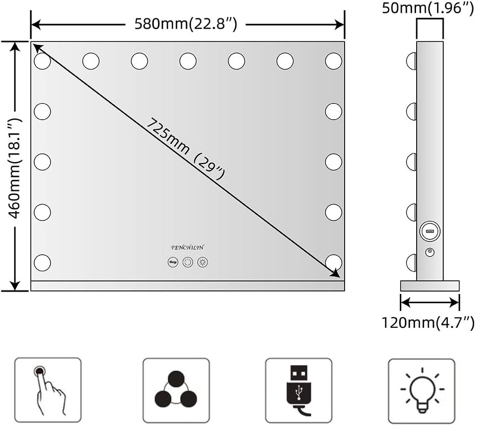 Lustro LED Lustra Do makijażu 58x46cm - obrazek 5
