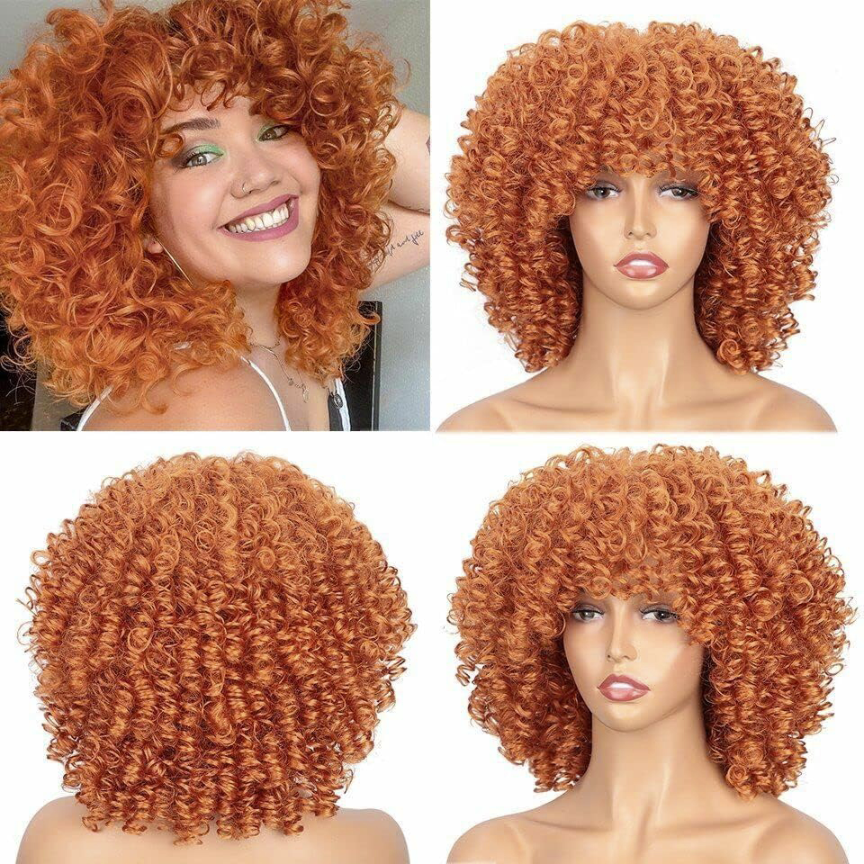 Peruka krótka rude afro długość 35 cm - obrazek 2