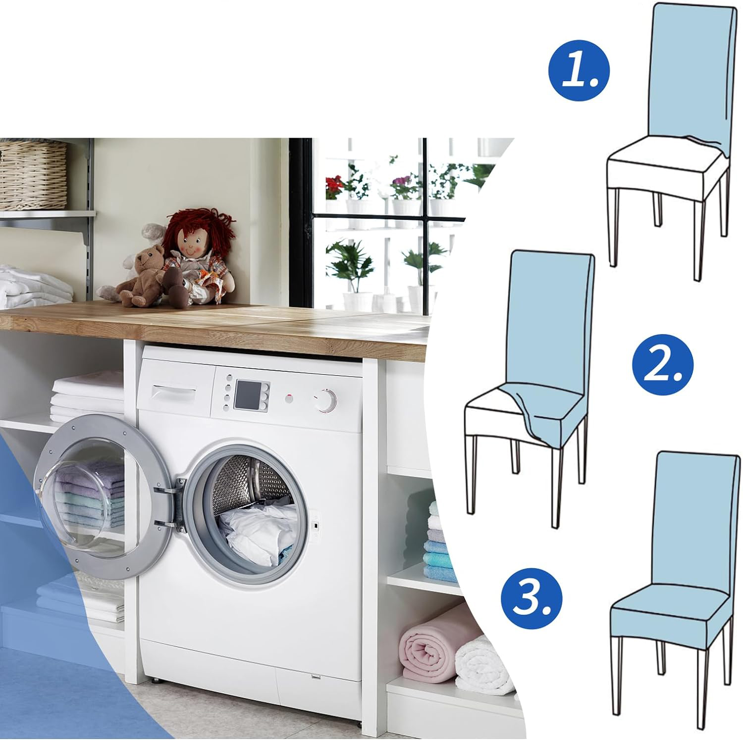 Wzorzysty zestaw elastycznych pokrowców na krzesło 4szt - obrazek 7