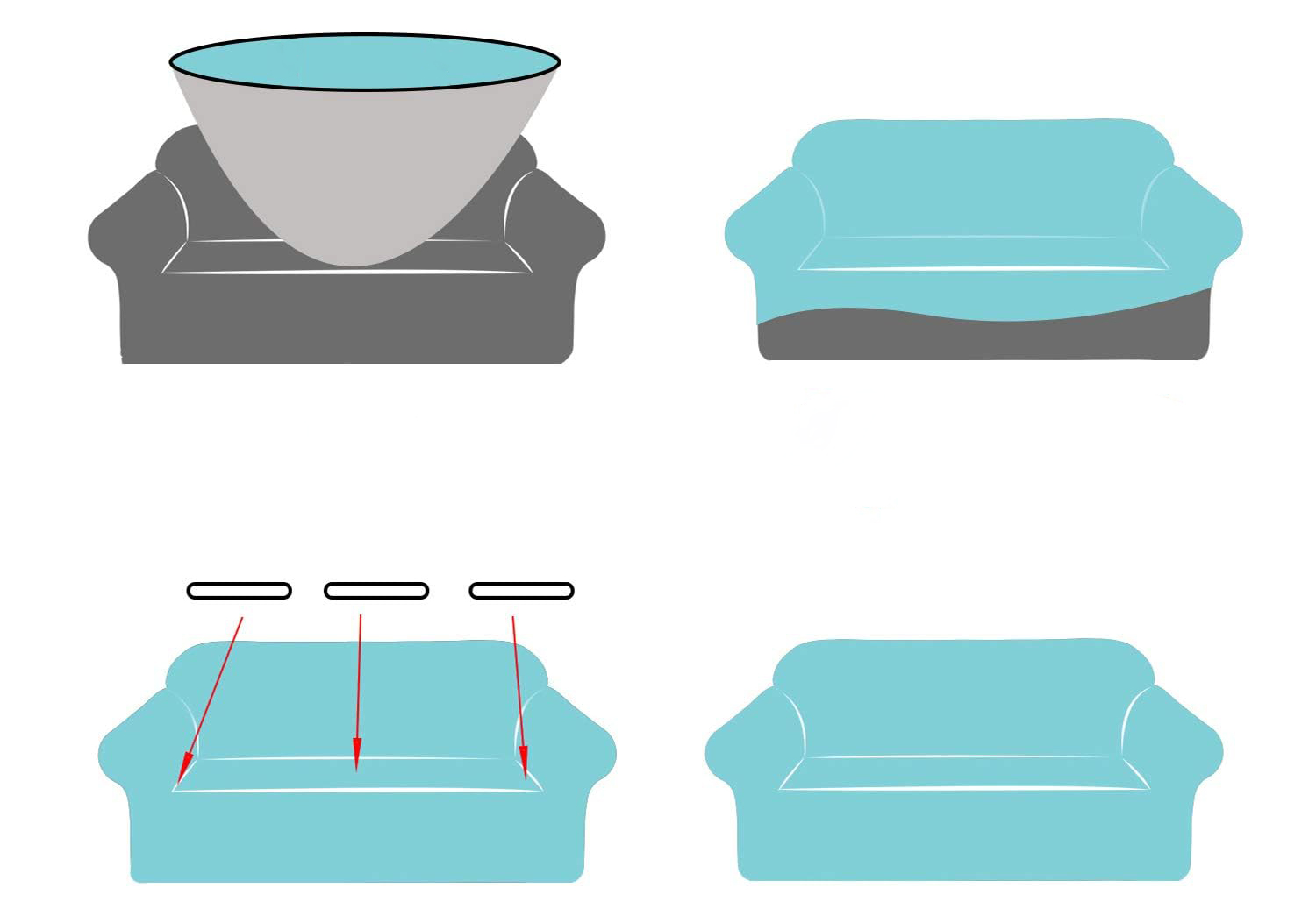 Wzorzysty szary pokrowiec na 3-osobową sofę - obrazek 2