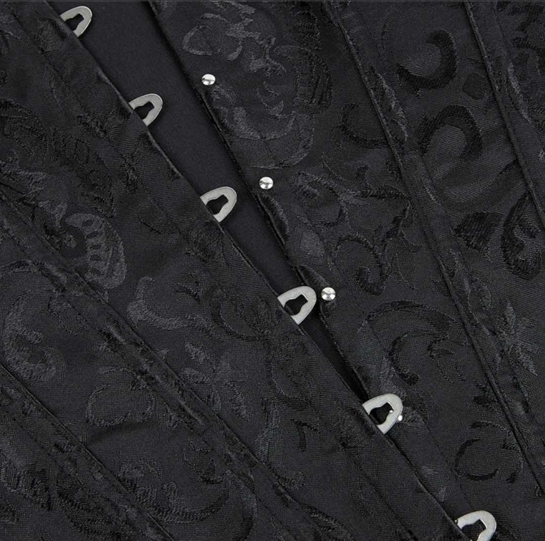 Biały wzorzysty gorset ze stringami L - obrazek 6