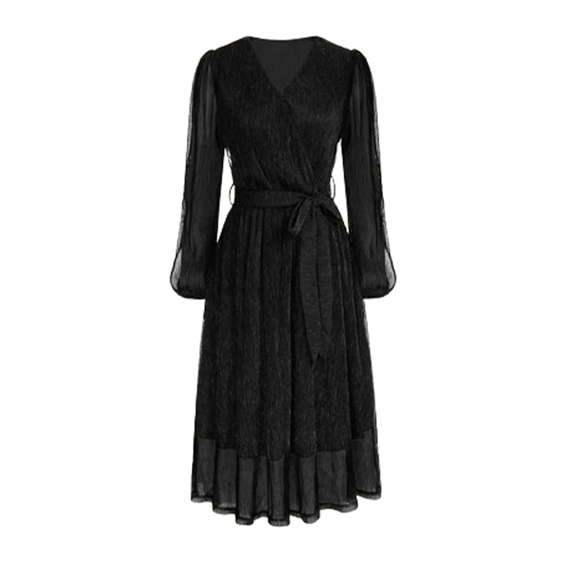 Sukienka błyszcząca midi z długim rękawem M