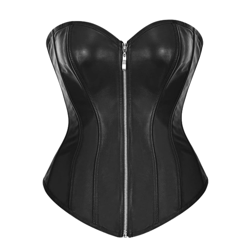 Czarny gorset skórzany ze stringami S