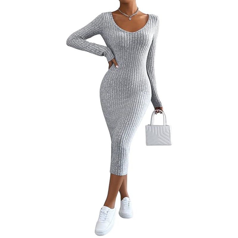 Obcisła sukienka midi z długim rękawem rozmiar S/M