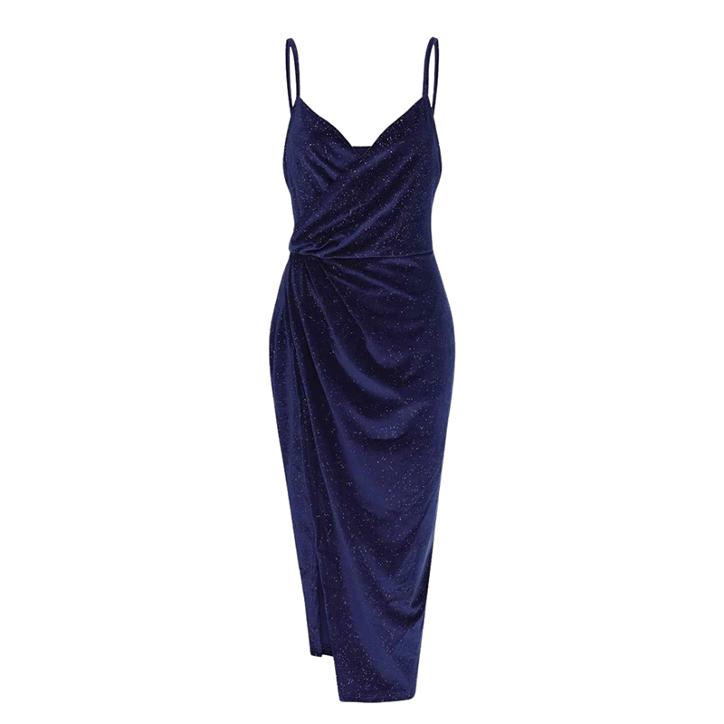 Sukienka aksamitna z rozcięciem midi rozmiar L