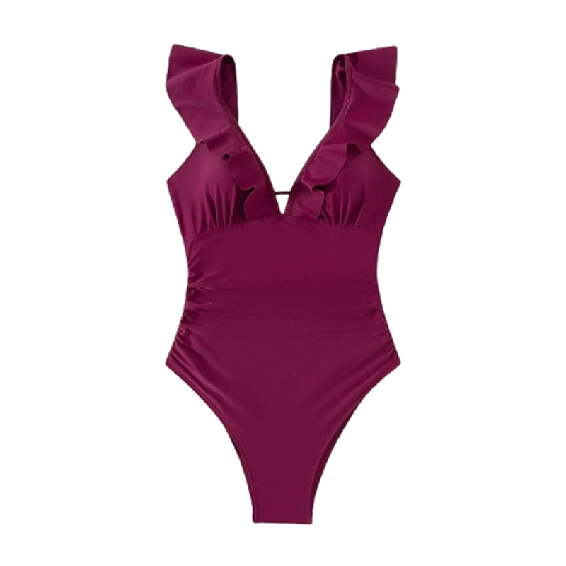 Jednoczęściowy strój kąpielowy z falbanką rozmiar M