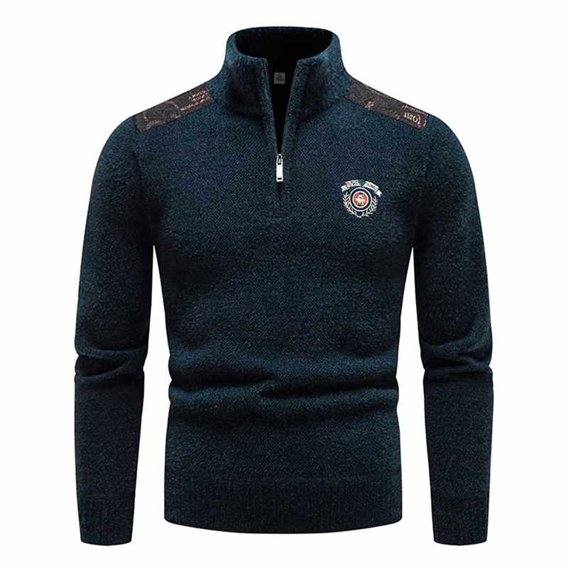 Męski ocieplany sweter ze stójką