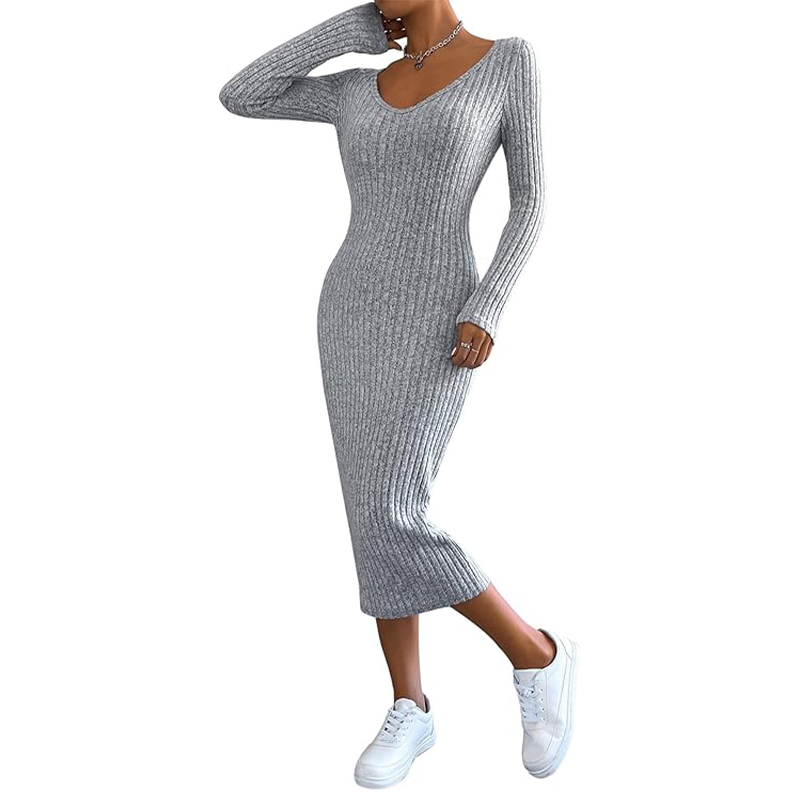 Obcisła sukienka midi z długim rękawem rozmiar S/M - obrazek 2