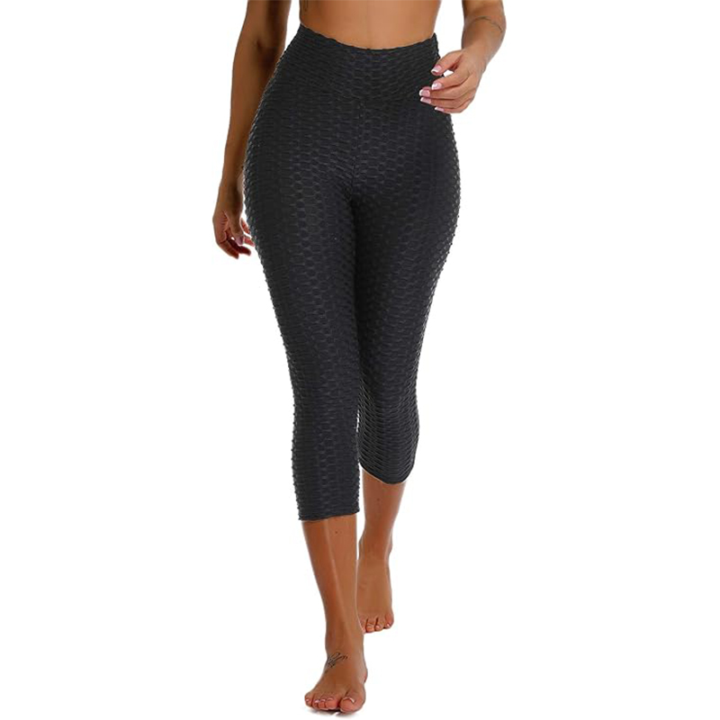 Legginsy sportowe push-up 3/4 czarne - obrazek 2