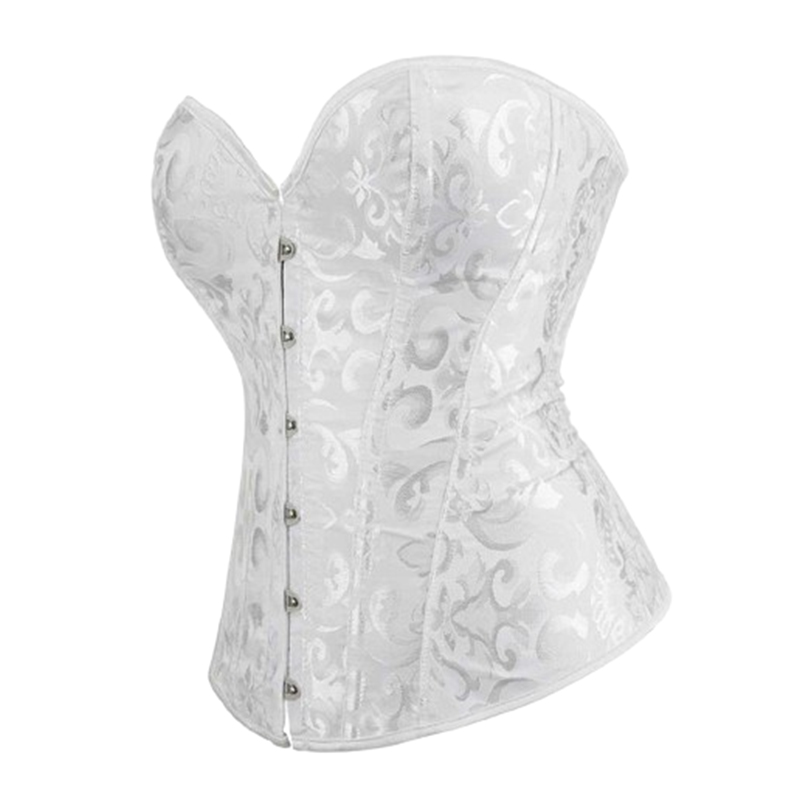 Biały wzorzysty gorset ze stringami L - obrazek 2