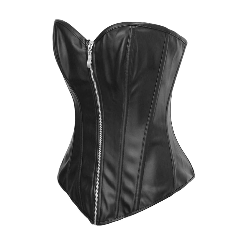 Czarny gorset skórzany ze stringami S - obrazek 2