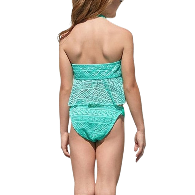 Dziewczęcy dwuczęściowy strój kąpielowy z falbanką - obrazek 4