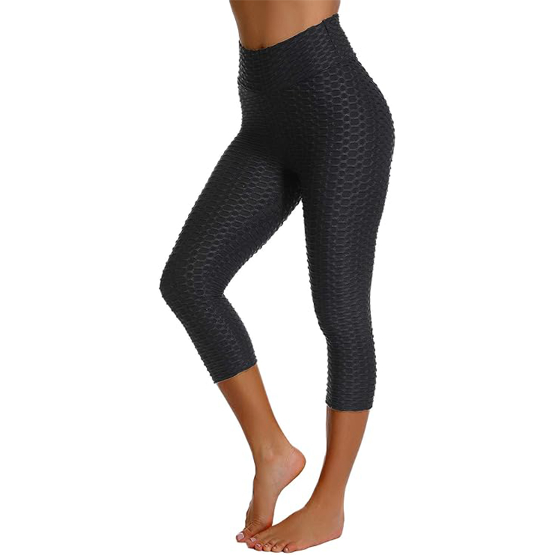 Legginsy sportowe push-up 3/4 czarne - obrazek 3