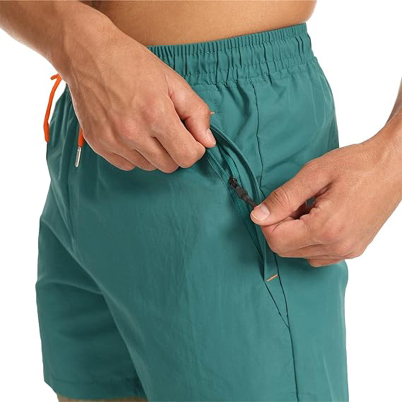 Szorty/kąpielówki plażowe w kolorze zielonym - obrazek 3