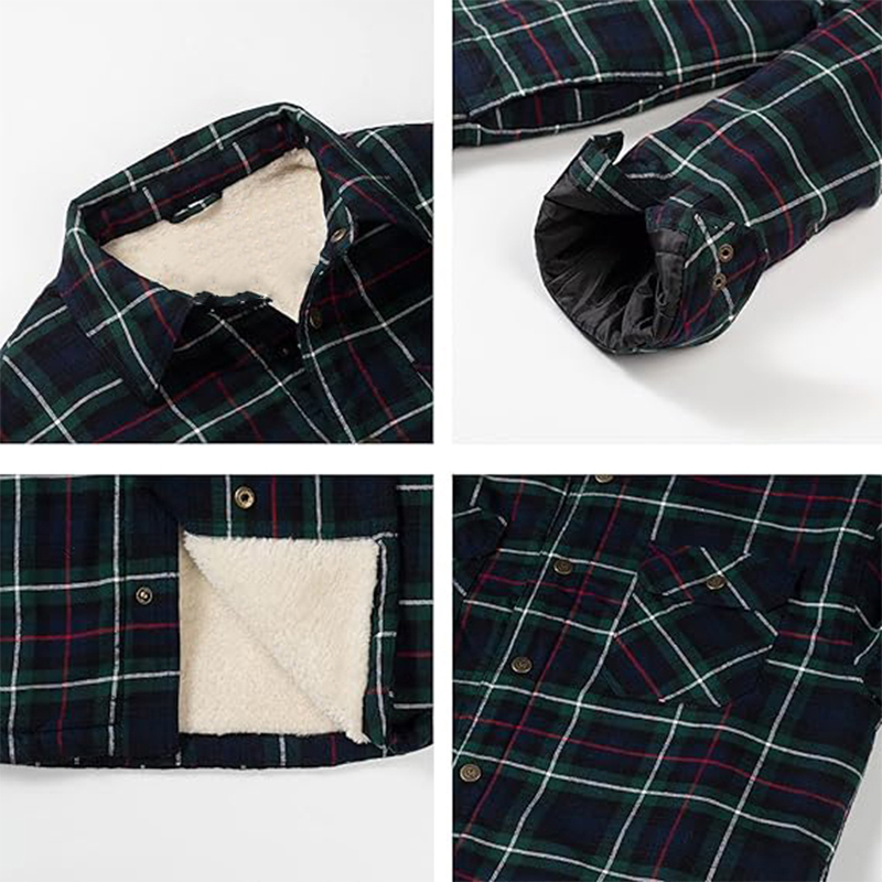 Męska ocieplana flanelowa kurtka w kratę r.XL - obrazek 4