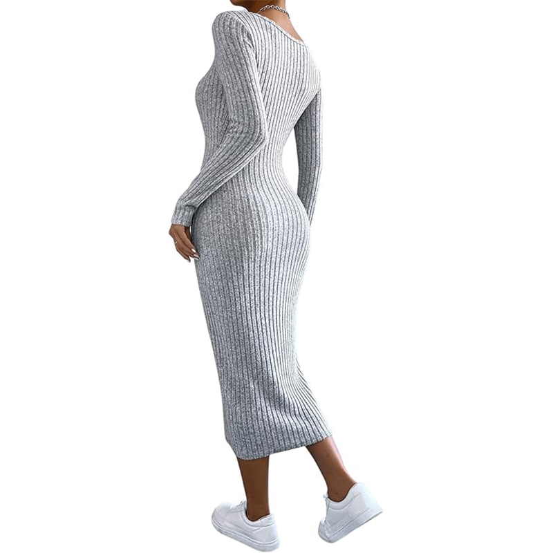 Obcisła sukienka midi z długim rękawem rozmiar S/M - obrazek 4