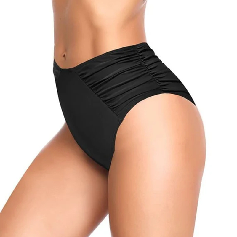 Dół bikini z wysokim stanem i marszczeniami typu hipster L - obrazek 2