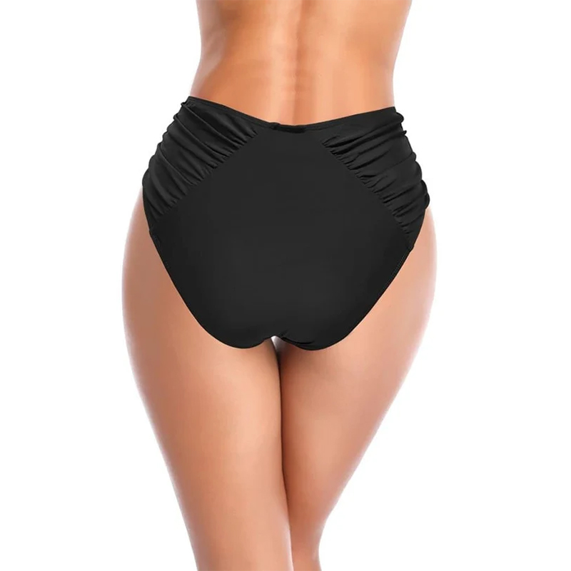 Dół bikini z wysokim stanem i marszczeniami typu hipster L - obrazek 3