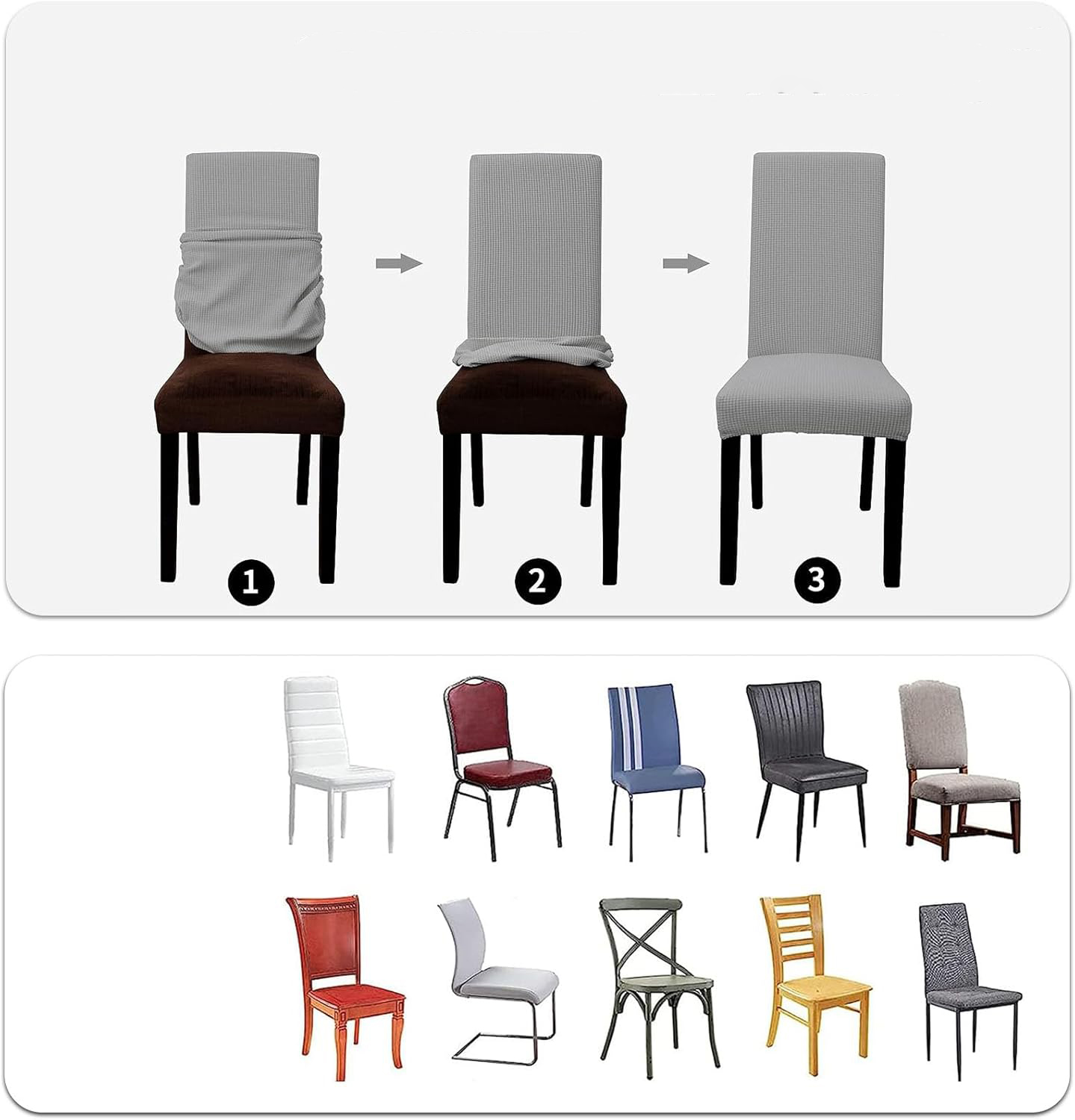 Zestaw elastycznych pokrowców na krzesło 4szt - obrazek 6
