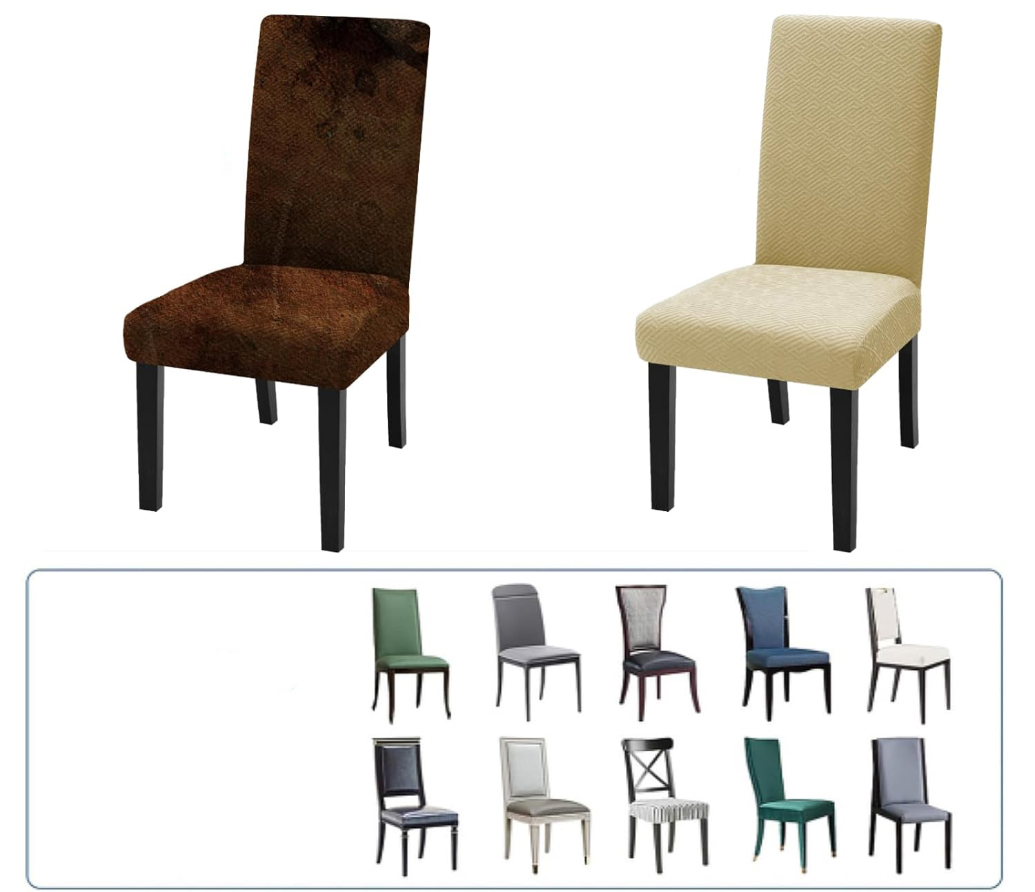 Wzorzysty zestaw elastycznych pokrowców na krzesło 4szt - obrazek 6