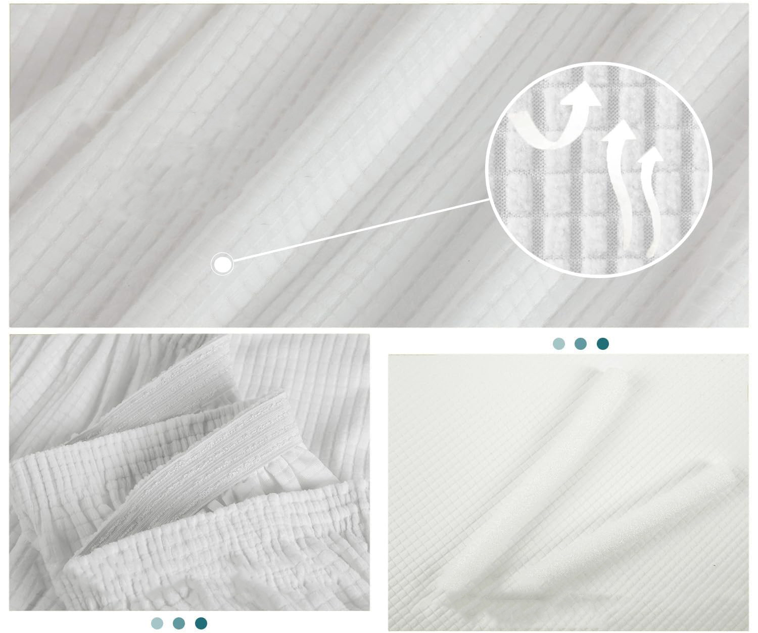 Wzorzysty biały pokrowiec na 1-osobową sofę - obrazek 4