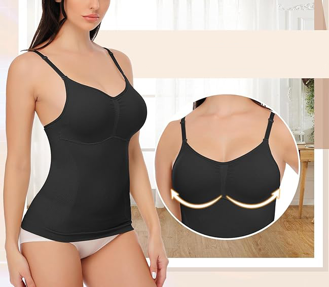 Damski modelujący podkoszulek na ramiączkach czarny 2XL - obrazek 4