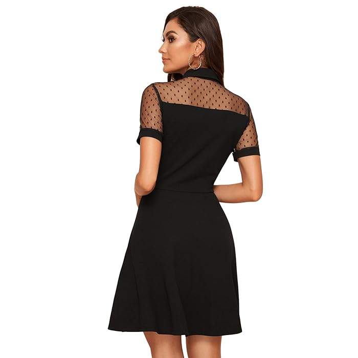 Klasyczna czarna sukienka przed kolano - obrazek 4